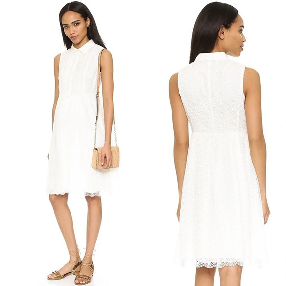 Diane Von Furstenberg Dresses & Skirts - Diane Von Furstenberg Nieves Lace Shirt Dress White Designer Wedding Women’s 10